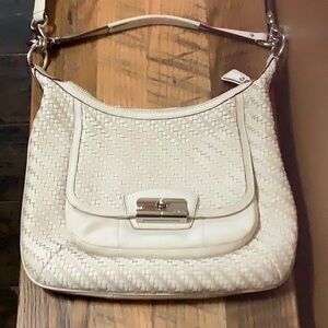 Coach White woven  Leather Bag